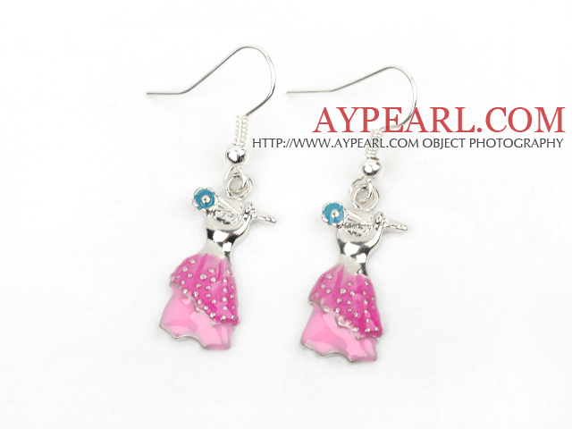 Fashion Style Pink Dress Shape Charm Earrings