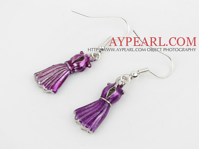 Fashion Style Purple Formal Dress Shape Charm Earrings