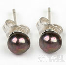 Wholesale Classic Design 4-4.5mm Black Freshwater Pearl Studs Earrings