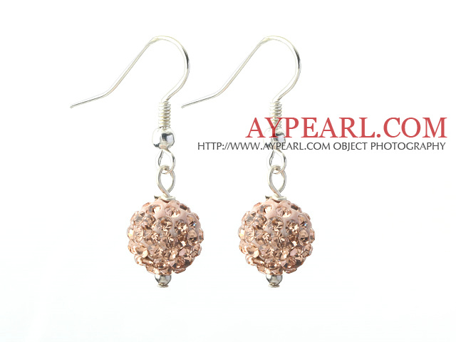 Classic and Simple Design 10mm Light Pink Round Rhinestone Ball Earrings