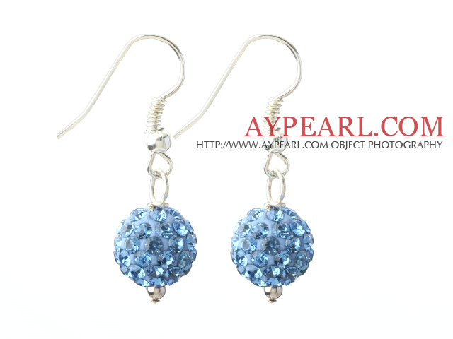 Classique et simple de conception de 10mm Light Blue Boucles d'oreilles en strass ronds à billes