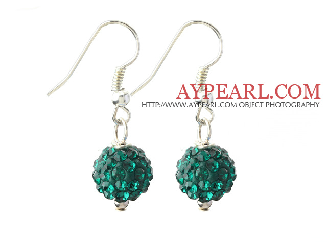 Classic und Simple Design 10mm Peacock Green Strass Kugel Ohrringe