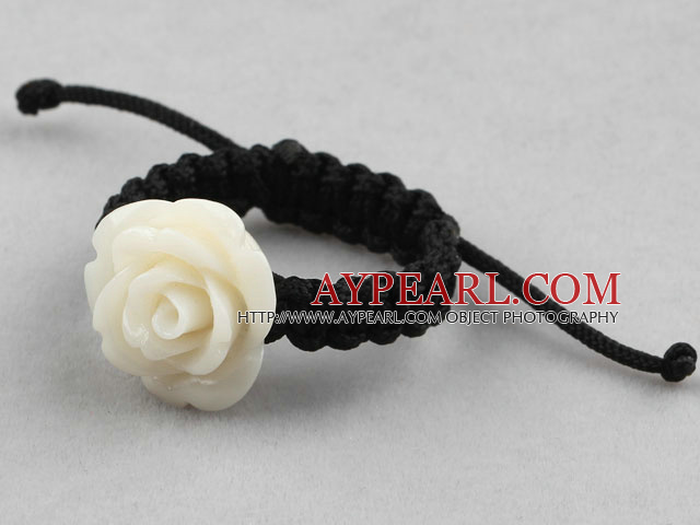 Μπεζ Turquoise Απομιμήσεις Χρώμα Rose Flower συνυφασμένη Κορδόνι ρυθμιζόμενου δακτυλίου