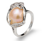 Muoti Natural 9 - 11mm Pink Blister Pearl Ring Charming tekojalokivi