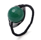 Belle 12mm ronde Facted agate verte boule Black Layer fileté Crochet Anneau