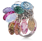 Beautiful Multi Color Drop Shape Austrian Crystal Adjustable Ring
