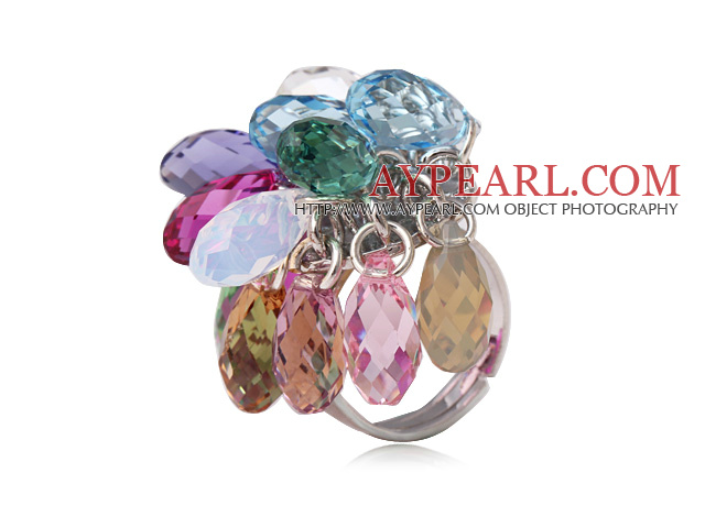 Όμορφη σχήμα Multi Color Drop αυστριακή κρυστάλλων ρυθμιζόμενου δακτυλίου