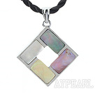 17.7 inches square shape sea shell pendant necklace