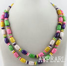 17.7 inches double strand colorful turquiose necklace