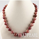 round red gem graduated necklace with lobster clasp