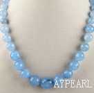 round kyanite graduated beads necklace with lobster clasp