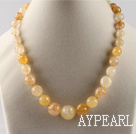 round citrine graduated beaded necklace with lobster clasp