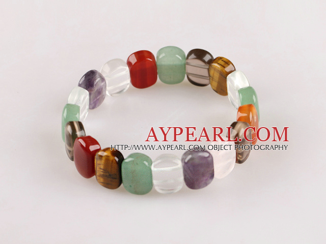 multicolor gem stone stretchy bangle bracelet
