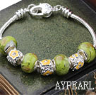 Fashion Style Yellow and Green Colored Glaze Charm Bracelet