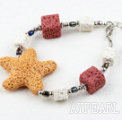 lovely style colorful volcanic starfish stone braceet with extendable chain