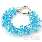 New Design Two Rows Lake Blue Drop Crystal Bracelet