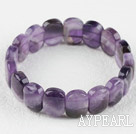 fillet rectangle shape amethyst elastic bangle bracelet