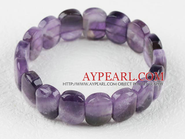 fillet rectangle shape amethyst elastic bangle bracelet