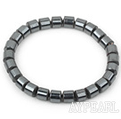Nice 8Mm Cylinder Shape Black Steel Stone Elastic Stretch Bangle Bracelet