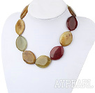 Fashion Chuncky Style Oval Shape 3-Color Jade Necklace With Moonight Clasp 