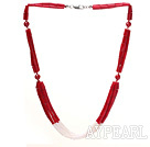 red gem stone graduated necklace