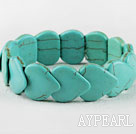20*25mm heart shape turquoise elastic bangle bracelet 