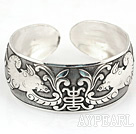 Fashion Style Carved Flower Bold Adjustable Metal Bangle Bracelet