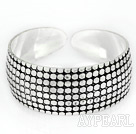 Classic Style Carved Hexagon Pattern Bold Adjustable Metal Bangle Bracelet
