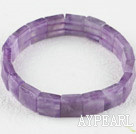Elegant 7.5 Inches Square Amethyst Stone Elastic Stretch Bangle Bracelet