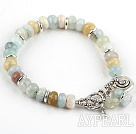 Abacus Shape Faceted Flower Aquamarine Bracelet with Toggle Clasp