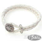 5 Pieces Simple Style White Leather Bracelets with Metal Clasp ( Total 5 Pieces)