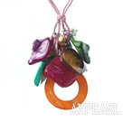 multi color shell and pearl necklace with extendable chain