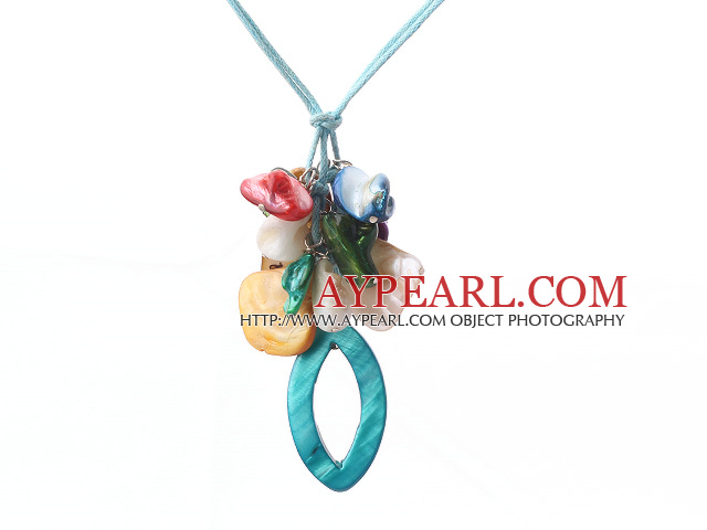 multi color shell necklace with extendable chain