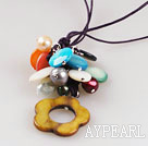 multi color shell and pearl necklace with extendable chain