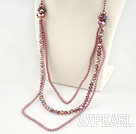 multi  strand Czech crystal and shell beads necklace with extendable chain