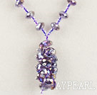 purple color Czech crystal necklace with magnetic clasp