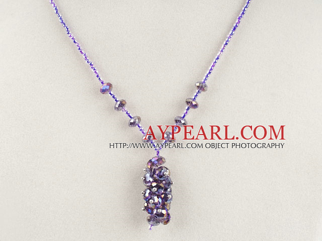 purple color Czech crystal necklace with magnetic clasp