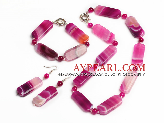 pink agate set(necklace, bracelet and earrings)
