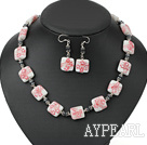 black steel stone and colored glaze necklace with matched earrings