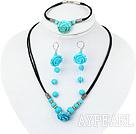 flower turquoise necklace bracelet earring set