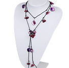 fashion costume jewelry purple tooth pearl and shell necklace