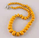 round lemon stone beads necklace with moonlight clasp