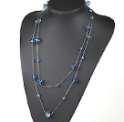 fashion 51.2 inches long style blue crystal necklace