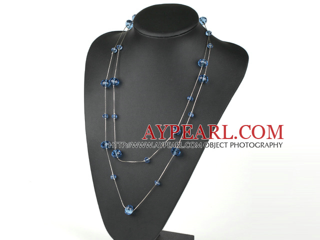 fashion 51.2 inches long style blue crystal necklace
