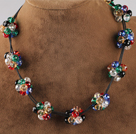 cluster style colorful crystal necklace with extendable chain