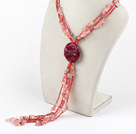 multi strand cherry quartze and agate necklace