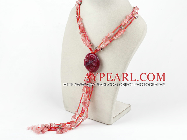multi strand cherry quartze and agate necklace