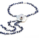 hot lapis chips and shell flower necklace