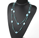 fashion long style crystal and colored glaze necklace