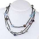 55.1 inches long style 10*14mm multi color crystal necklace